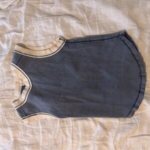 Bohme Blue and Cream Sleeveless Top